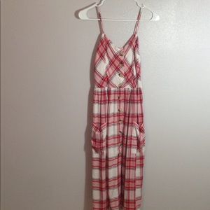 Spring plaid button dress